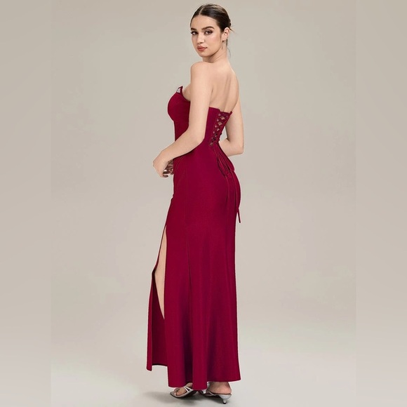 🆕 Tie-Front Knit Sleeveless Evening Dress - Picture 3 of 4